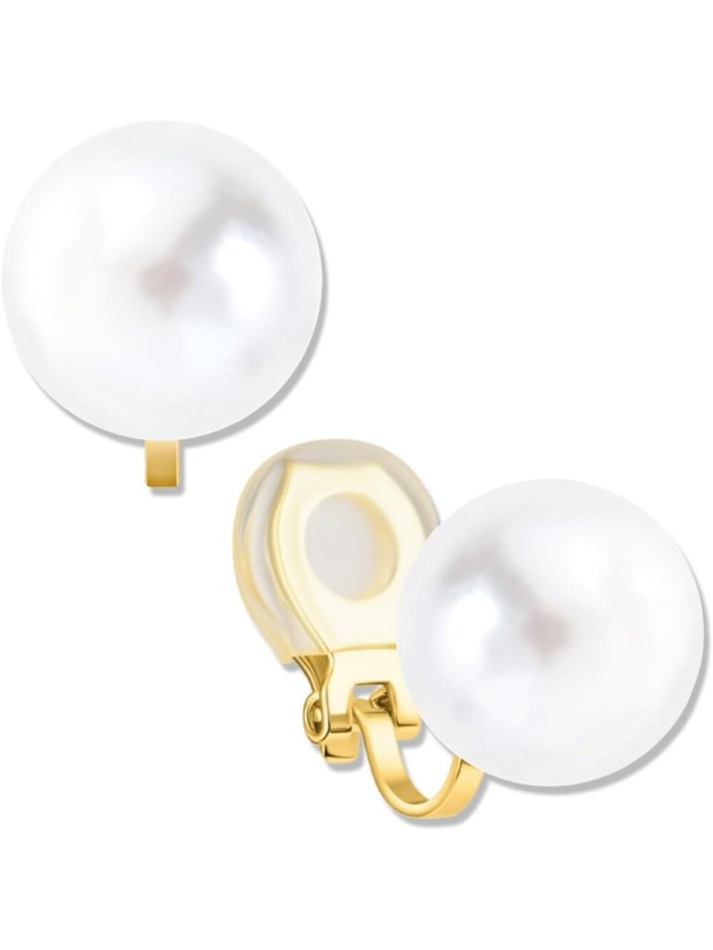 Oversized Simulated Pearl Clip-On Earrings for Women - Statement Jewelry